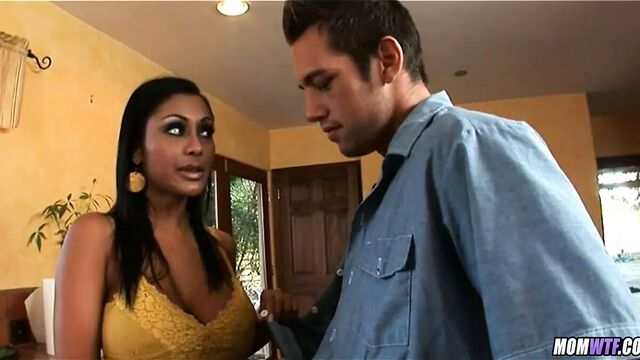 Massive Tit Indian MILF Fucks with plumber